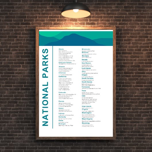 州内の国立公園の一統一された覧 ポスター