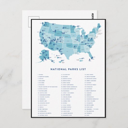 州内の国立公園の一統一された覧 ポストカード (正面/裏面)