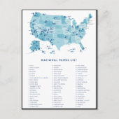 州内の国立公園の一統一された覧 ポストカード (正面)