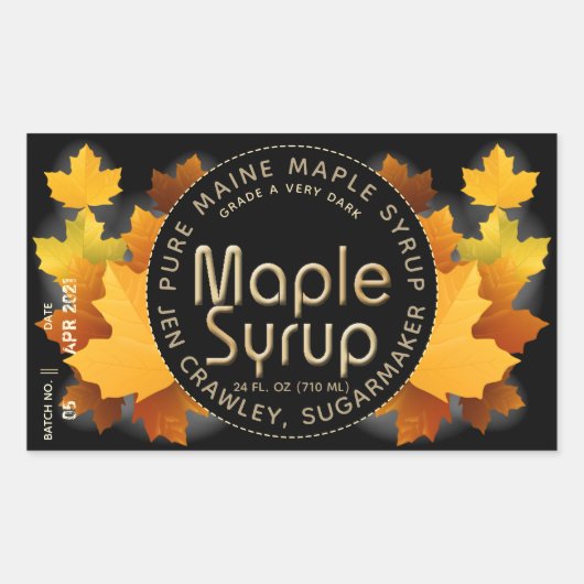 州名とSugarmaker（バッチおよび日付） 長方形シール (正面)
