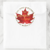 州名ファンシーフォントメープルシロップ赤葉黒 ラウンドシール (バッグ)