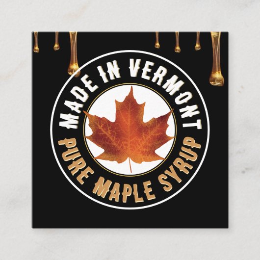 州名メープルシロップBUSINESS CARD with drips スクエア名刺 (正面)