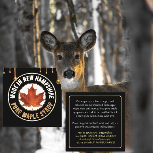 州名メープルシロップBUSINESS CARD with drips スクエア名刺