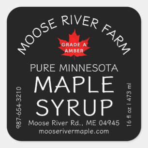 州名レッドリーフメープルシロップモダンブラック スクエアシール