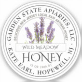 州名付き2"ハチミラベルとラベンダー花 シール (正面)