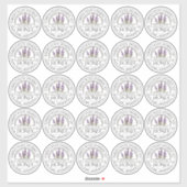 州名付き2"ハチミラベルとラベンダー花 シール (シート)