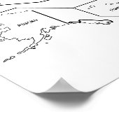 州名入りアメリカ合衆国地図の枠線 ポスター (角)