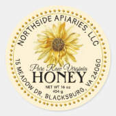 州名生はちみつヴィンテージひまわり黄色 ラウンドシール (正面)