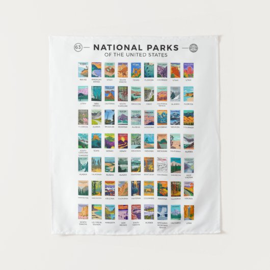 州名簿の統一されたヴィンテージ タペストリー (正面)