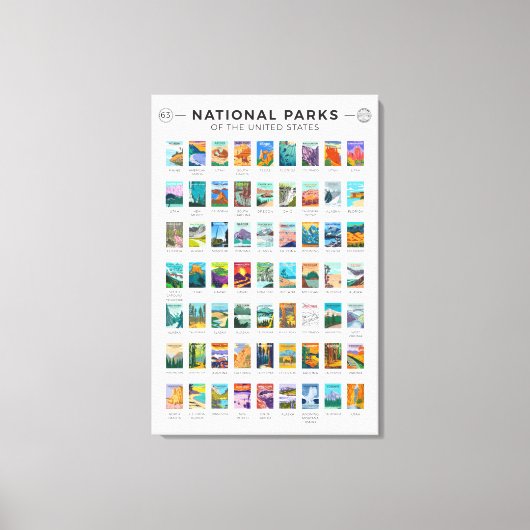 州名簿ヴィンテージ統一されたの国立公園 キャンバスプリント (正面)