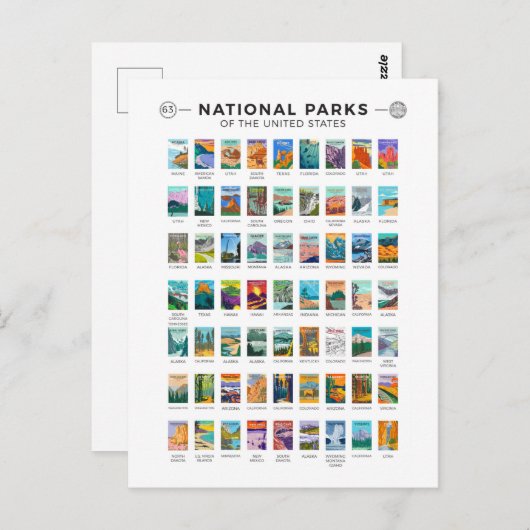 州名簿ヴィンテージ統一されたの国立公園 ポストカード (正面/裏面)