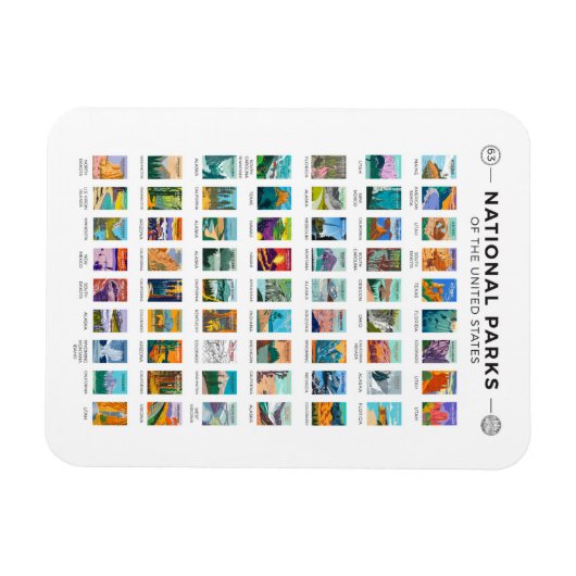 州名簿ヴィンテージ統一されたの国立公園 マグネット (横)