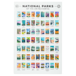 州名簿ヴィンテージ統一されたの国立公園 メタルプリント