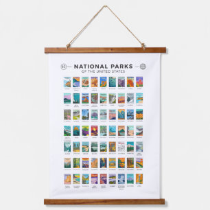 州名簿ヴィンテージ統一されたの国立公園 吊り下げ型タペストリー