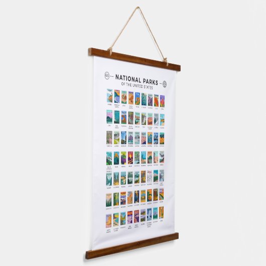 州名簿ヴィンテージ統一されたの国立公園 吊り下げ型タペストリー (傾斜あり)