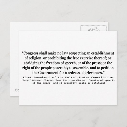 州憲法の統一された第1改正 ポストカード (正面/裏面)