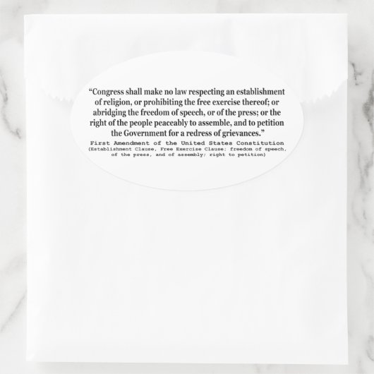 州憲法の統一された第1改正 楕円形シール (バッグ)