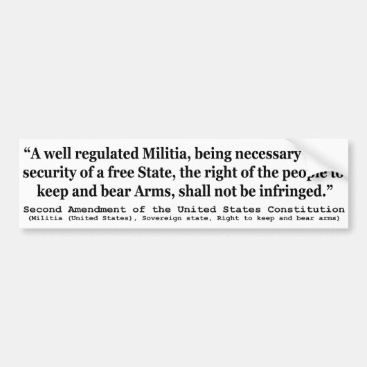 州憲法第統一された二改正 バンパーステッカー (正面)