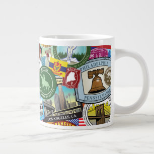 州旅統一された行シールパターン ジャンボコーヒーマグカップ