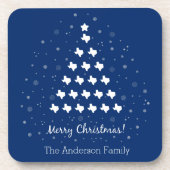 州旗ブルーエレガントテキサス州クリスマスツリー コースター (正面)