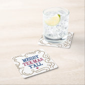 州旗RedおよびメリーBlue Tex-Mas Y'all スクエアペーパーコースター (インサイチュ)