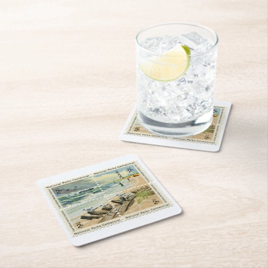 州統一されたの郵便切手Coaster Set スクエアペーパーコースター (インサイチュ)