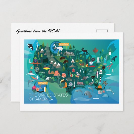 州統一されたはがき ポストカード (正面/裏面)