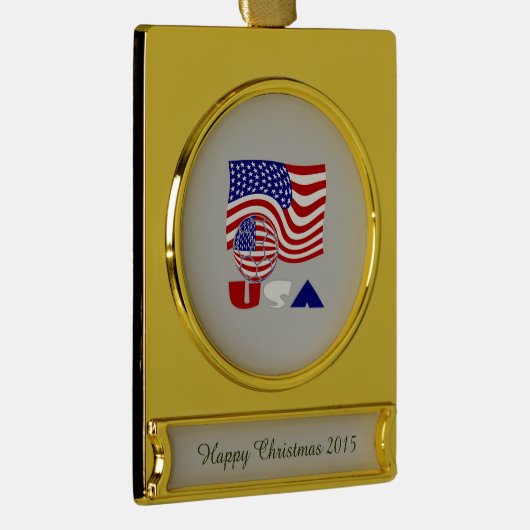州統一されたアメリカ国旗USAサッカーボールゴールデン ゴールドプレートバナーオーナメント (右)