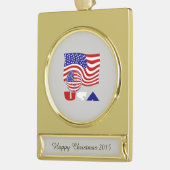 州統一されたアメリカ国旗USAサッカーボールゴールデン ゴールドプレートバナーオーナメント (左)