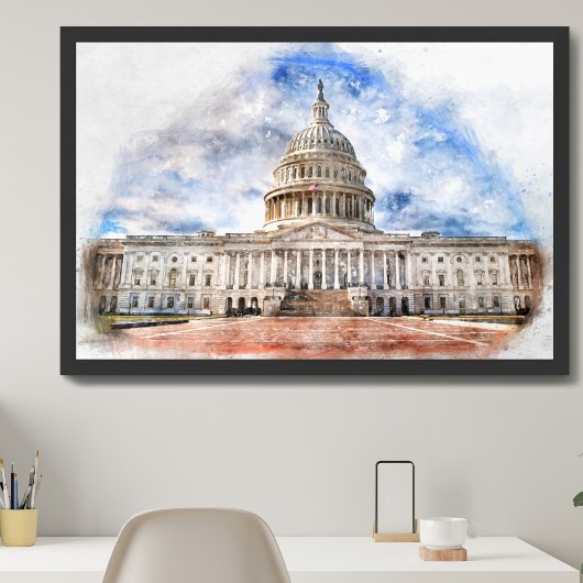 州統一されたキャピトルがワシントンDCに迫る フォトプリント           