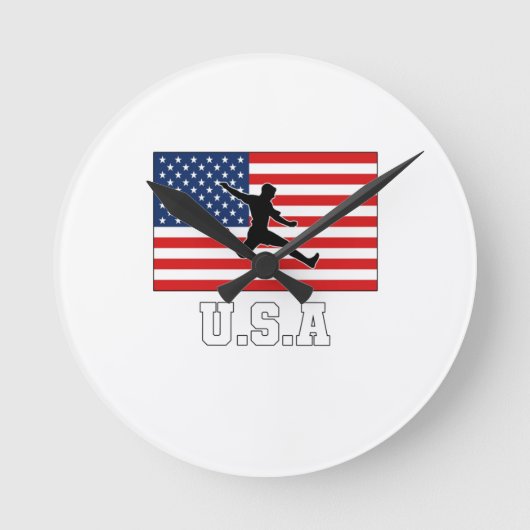 州統一されたサッカーサッカーチームUSMNT ラウンド壁時計 (正面)