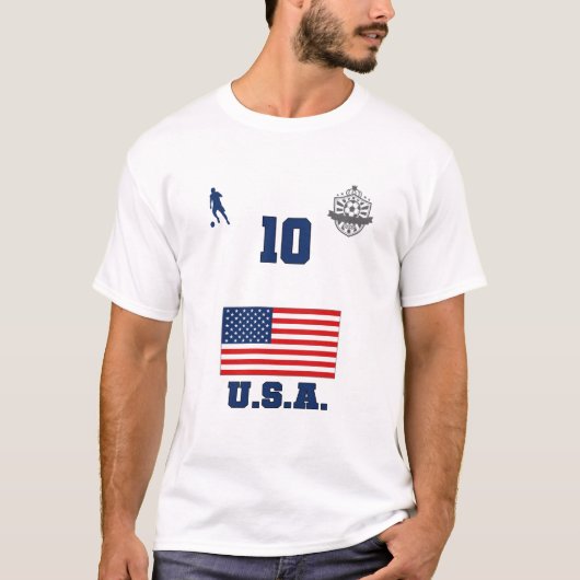 州統一されたサッカーサッカーチームUSMNT 10 T-Shir Tシャツ (正面)
