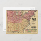 州統一されたズ南北戦争地図Charles Magnus 1862 ポストカード (正面/裏面)