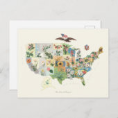 州統一されたフラワーマップ – 私たちのナショナルブーケ ポストカード (正面/裏面)