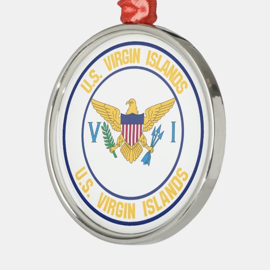 州統一されたヴァージンアイランドラウンドエンブレム メタルオーナメント (左)