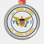州統一されたヴァージンアイランドラウンドエンブレム メタルオーナメント (正面)