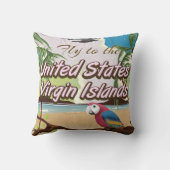 州統一されたヴァージン諸島ヴィンテージ旅行ポスター クッション (裏面)