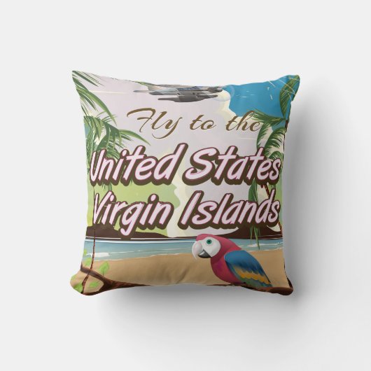 州統一されたヴァージン諸島ヴィンテージ旅行ポスター クッション (正面)