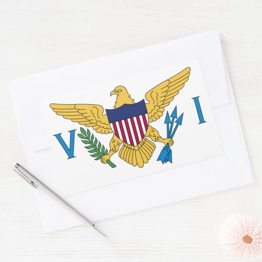 州統一されたヴァージン諸島国旗 長方形シール (封筒)