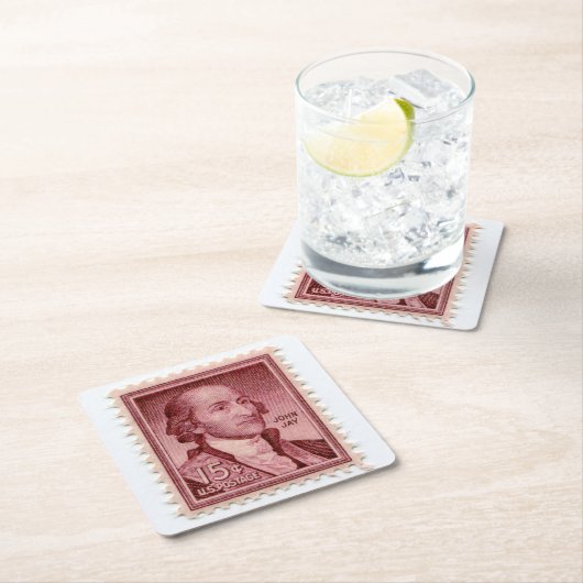 州統一された切手コースターセット スクエアペーパーコースター (インサイチュ)