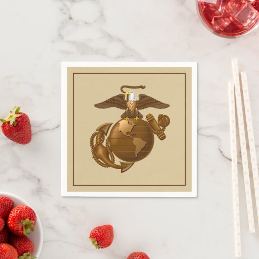 州統一された海兵隊 |フルカラーEGA – ブロンズ スタンダードカクテルナプキン (インサイチュ)