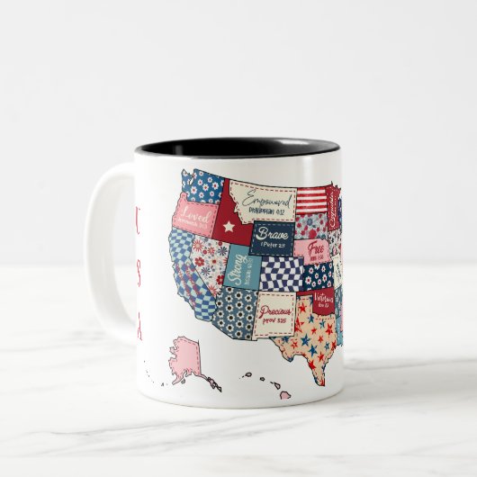 州統一された独立記念日コーヒーマグ ツートーンマグカップ (正面左)