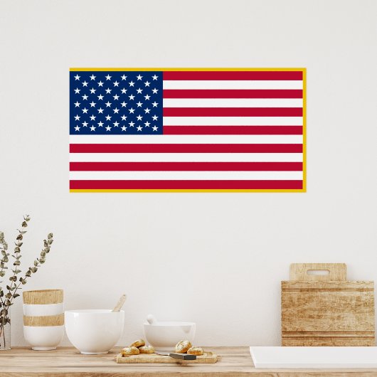 州統一された金ゴールド軍旗の海事旗 ポスター (キッチン)