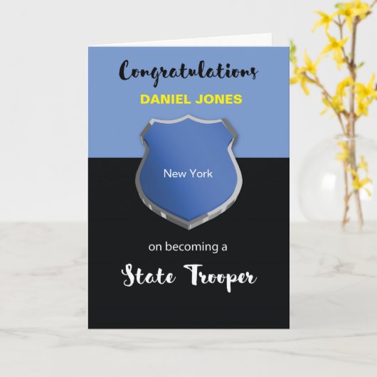 州警察官、お祝い、名前をカスタムするまたは国家 カード (黄色い花)