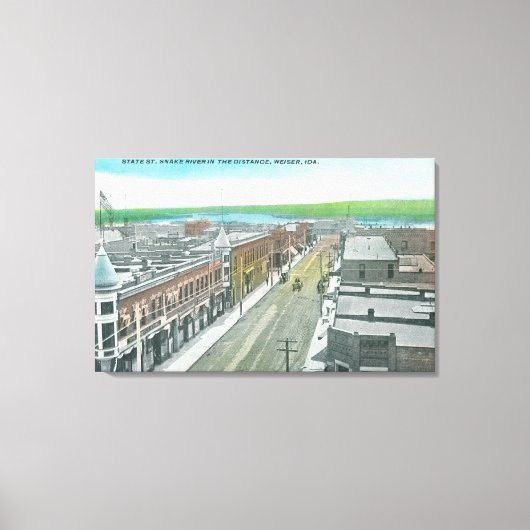 州通りとスネーク川の空中眺め キャンバスプリント (正面)