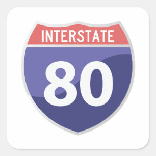 州連帯の80 (I-80)遠征旅行ステッカー スクエアシール