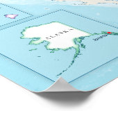 州都が示されたアメリカ合衆国の政治地図 ポスター (角)