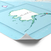 州都が記されたアメリカ合衆国の政区図 ポスター (角)