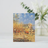 州都に絵画建設されるスクーナー船の ポストカード (スタンド正面)