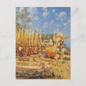 州都に絵画建設されるスクーナー船の ポストカード (正面)